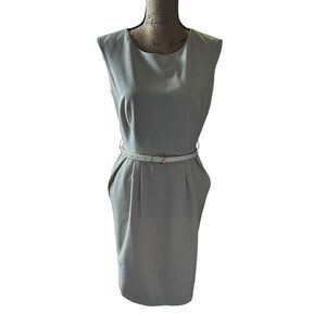 Calvin Klein Light Gray Belted Midi Dress